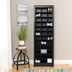 Wright Home Wood Space-Saving Shoe Storage Cabinet In Black Finish -Cymax Sales 2595848 2 L