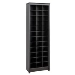 Wright Home Wood Space-Saving Shoe Storage Cabinet In Black Finish
