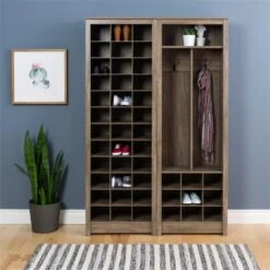 Wright Home Engineered Wood Space-Saving Shoe Storage Cabinet In Drifted Gray -Cymax Sales 2595881 3 L