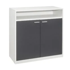 Pilaster Designs Moretz 2-Door Wood Shoe Storage Cabinet In White And Gray -Cymax Sales 2595953 2 L