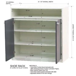 Pilaster Designs Moretz 2-Door Wood Shoe Storage Cabinet In White And Gray -Cymax Sales 2595953 5 L