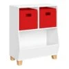 RiverRidge Catch-All 24" Kids Multi-Cubby Toy Organizer & 2 Bins In White/Red