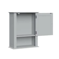 RiverRidge Ashland Single Door Transitional Wood Wall Cabinet In Gray -Cymax Sales 2597664 2 L