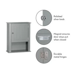 RiverRidge Ashland Single Door Transitional Wood Wall Cabinet In Gray -Cymax Sales 2597664 7 L