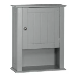 RiverRidge Ashland Single Door Transitional Wood Wall Cabinet In Gray
