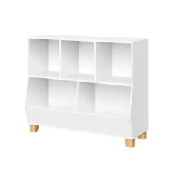 RiverRidge Catch-All 35" Kids Multi-Cubby Toy Organizer & 2 Bins In White/Aqua -Cymax Sales 2597670 2 L