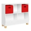 RiverRidge Catch-All 35" Kids Multi-Cubby Toy Organizer & 2 Bins In White/Red