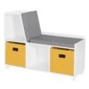 RiverRidge Book Nook Wood Kids Storage Bench With Cubbies In White/Yellow