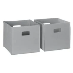 RiverRidge 2-Piece Traditional Fabric Folding Storage Bin Set In Gray