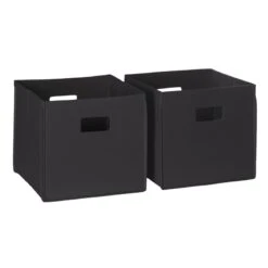 RiverRidge 2-Piece Traditional Fabric Folding Storage Bin Set In Black