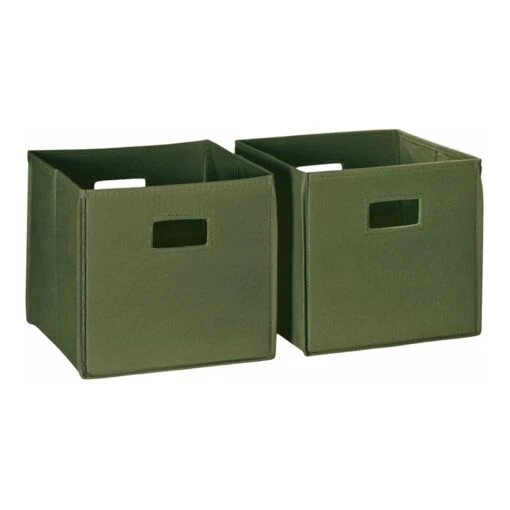 RiverRidge 2-Piece Traditional Fabric Folding Storage Bin Set In Green -Cymax Sales 2597691 L