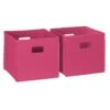 RiverRidge 2-Piece Traditional Fabric Folding Storage Bin Set In Hot Pink