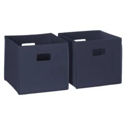 RiverRidge 2-Piece Traditional Fabric Folding Storage Bin Set In Navy