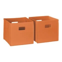 RiverRidge 2-Piece Traditional Fabric Folding Storage Bin Set In Orange