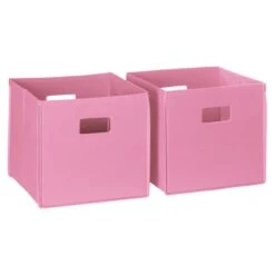 RiverRidge 2-Piece Traditional Fabric Folding Storage Bin Set In Pink