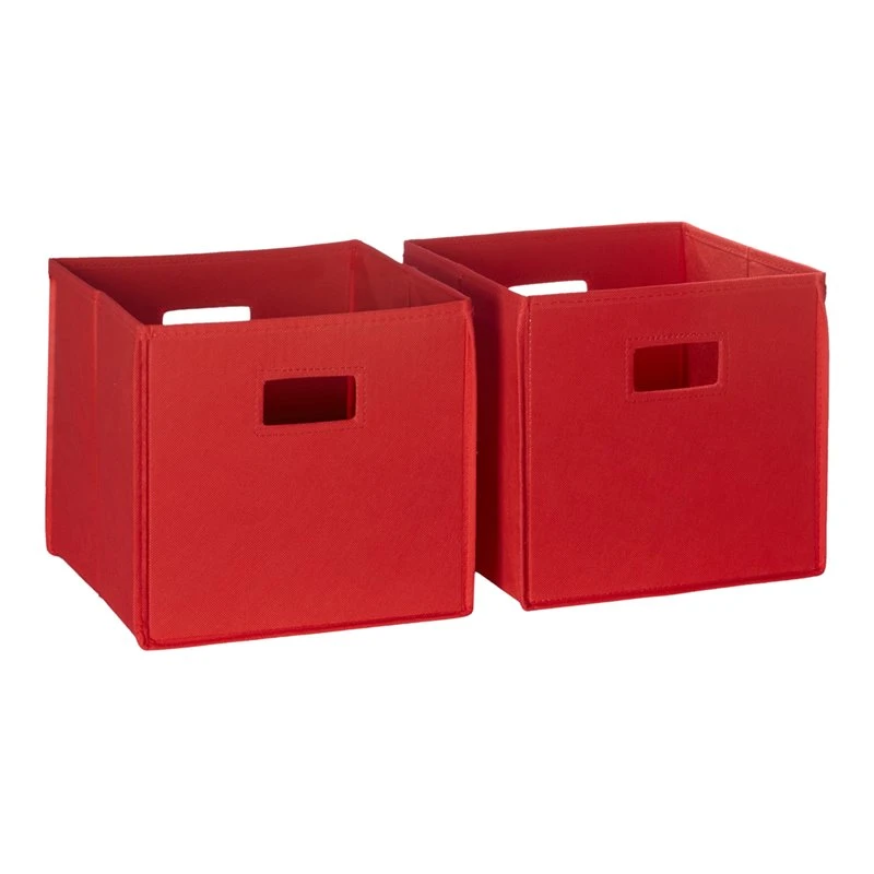 RiverRidge 2-Piece Traditional Fabric Folding Storage Bin Set In Red 1 RiverRidge 2-Piece Traditional Fabric Folding Storage Bin Set In Red