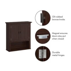 RiverRidge Hayward Two-Door Transitional Wood Wall Cabinet In Dark Veneer Brown -Cymax Sales 2597700 10 L