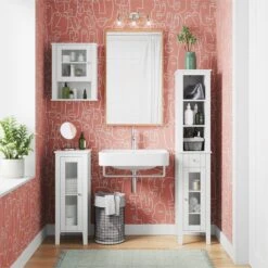 RiverRidge Prescott Single Door Transitional Wood Wall Cabinet In White -Cymax Sales 2597716 8 L