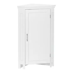 RiverRidge Somerset Single Door Transitional Wood Corner Cabinet In White
