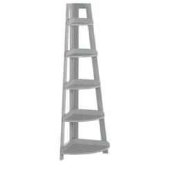 RiverRidge 5-Tier Transitional Wood Kids Corner Ladder Shelf In Gray
