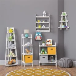 RiverRidge 5-Tier Transitional Wood Kids Corner Ladder Shelf In White -Cymax Sales 2597733 4 L