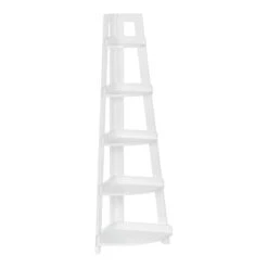 RiverRidge 5-Tier Transitional Wood Kids Corner Ladder Shelf In White