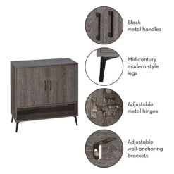 RiverRidge Woodbury Transitional Wood Shoe Cabinet With Metal Legs In Gray -Cymax Sales 2597739 11 L