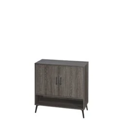 RiverRidge Woodbury Transitional Wood Shoe Cabinet With Metal Legs In Gray -Cymax Sales 2597739 2 L
