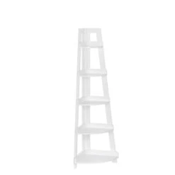 RiverRidge Amery 5-Tier Transitional Wood Corner Ladder Shelf In White -Cymax Sales 2597885 2 L