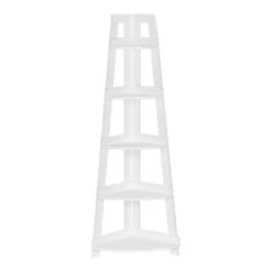 RiverRidge Amery 5-Tier Transitional Wood Corner Ladder Shelf In White