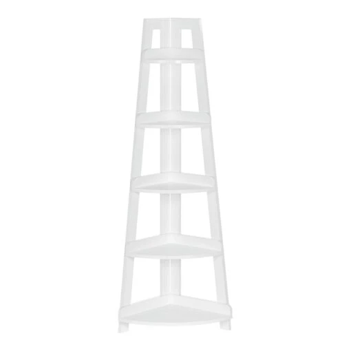 RiverRidge Amery 5-Tier Transitional Wood Corner Ladder Shelf In White -Cymax Sales 2597885 L