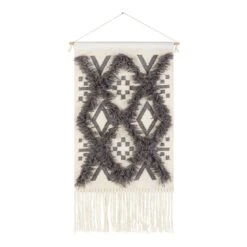 Surya Helena 48"H X 24"W Wool Wall Hanging In Ivory & Charcoal