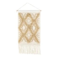 Surya Helena 48"H X 24"W Wool & Cotton Wall Hanging In Ivory/Khaki