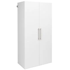 Pemberly Row 36" Wall Mounted Garage Storage Wood Wardrobe Cabinet In White -Cymax Sales 2639423 2 L
