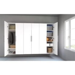 Pemberly Row 36" Wall Mounted Garage Storage Wood Wardrobe Cabinet In White -Cymax Sales 2639423 8 L