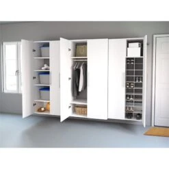 Pemberly Row 36" Wall Mounted Garage Storage Wood Wardrobe Cabinet In White -Cymax Sales 2639423 9 L
