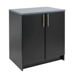 Pemberly Row Wooden 32" Base Cabinet With 1 Adjustable Shelf In Black