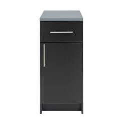 Pemberly Row Wooden 16" Base Cabinet With 1 Adjustable Shelf In Black -Cymax Sales 2639425 3 L