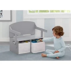 Delta Children MySize Wood And Fabric Activity Bench In Gray -Cymax Sales 2639689 5 L