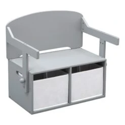 Delta Children MySize Wood And Fabric Activity Bench In Gray