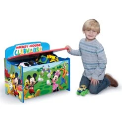 Delta Children Mickey Mouse Engineered Wood Deluxe Toy Box In Multi-Color -Cymax Sales 2639722 18 L