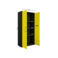 Manhattan Comfort Eiffel 4 Shelves Wood Garage Cabinet In White Gloss -Cymax Sales 2640032 2 L 1