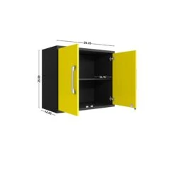 Manhattan Comfort Eiffel Wood Floating Garage Storage Cabinet In Blue -Cymax Sales 2640037 2 L