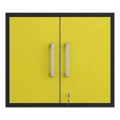 Manhattan Comfort Eiffel Wood Floating Garage Storage Cabinet In Yellow