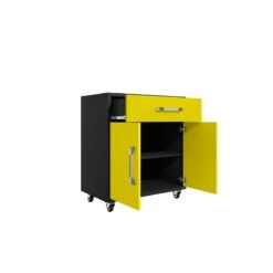 Manhattan Comfort Eiffel 1-Drawer Wood Floating Garage Storage Cabinet In Yellow -Cymax Sales 2640046 3 L