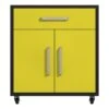 Manhattan Comfort Eiffel 1-Drawer Wood Floating Garage Storage Cabinet In Yellow
