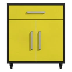 Manhattan Comfort Eiffel 1-Drawer Wood Floating Garage Storage Cabinet In Yellow