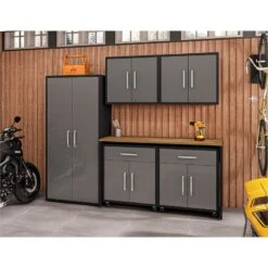 Manhattan Comfort Eiffel 6-Piece Engineered Wood Garage Storage Set In Yellow -Cymax Sales 2641587 1 L