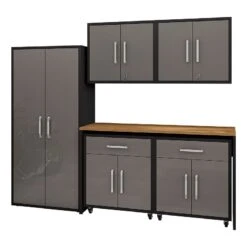 Manhattan Comfort Eiffel 6-Piece Engineered Wood Garage Storage Set In Yellow