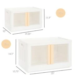 Hanamya 32 Liter Folding And Stackable Containers In White/Cream (Set Of 2) -Cymax Sales 2655467 14 L